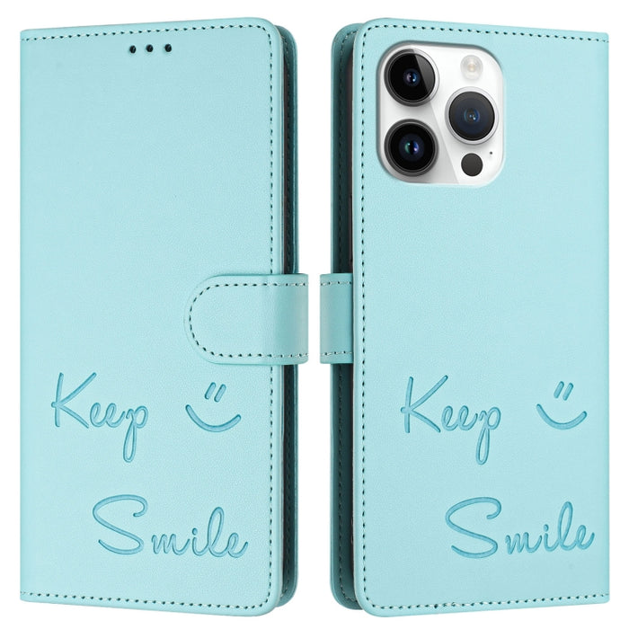 Funda de cuero para teléfono con RFID y estampado de sonrisas, For iPhone 14 Pro Max, For iPhone SE 2022 / 2020 / 8 / 7, For iPhone 13 Pro Max, For iPhone 13 Pro, For iPhone 13 mini, For iPhone 12 / 12 Pro, For iPhone 12 Pro Max, For iPhone 12 mini    ...