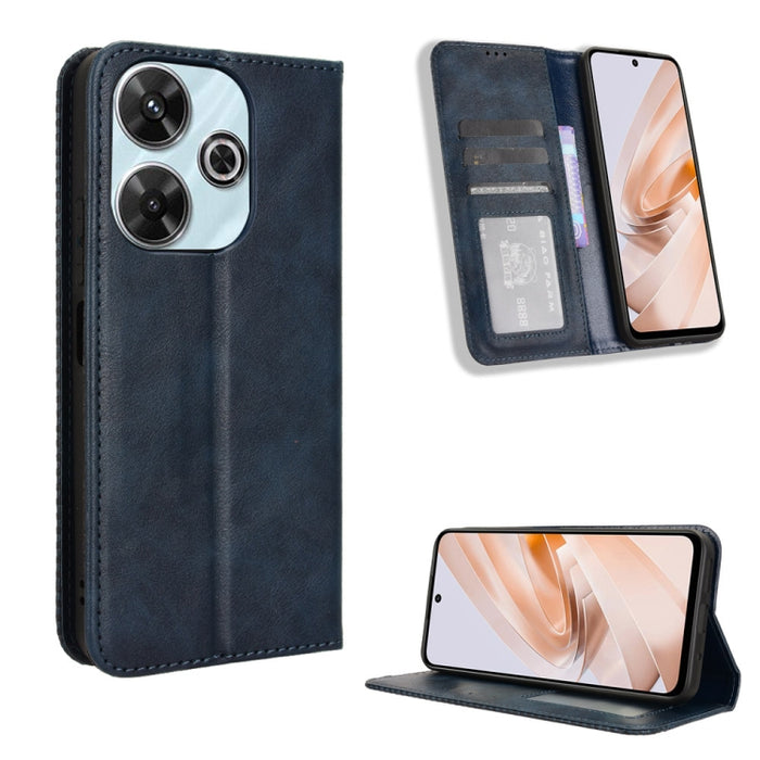 Funda de cuero para teléfono con textura retro y hebilla magnética, For Redmi 14C 4G, For Redmi K70 Ultra, For Redmi 13 4G / Note 13R 5G