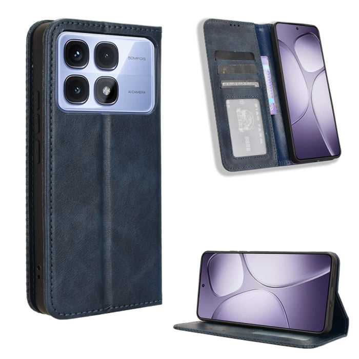 Funda de cuero para teléfono con textura retro y hebilla magnética, For Redmi 14C 4G, For Redmi K70 Ultra, For Redmi 13 4G / Note 13R 5G