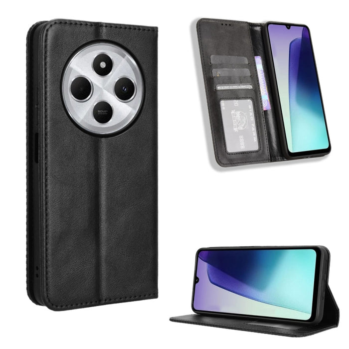 Funda de cuero para teléfono con textura retro y hebilla magnética, For Redmi A7 Pro 171mm / Poco C85x 5G, For Redmi 15a 5G / R70 5G / R70m 5G, For Redmi Turbo 5 Max 5G / Poco X8 Pro Max, For Redmi Turbo 5 5G / Poco X8 Pro                              ...