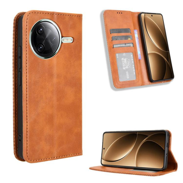 Funda de cuero para teléfono con textura retro y hebilla magnética, For Redmi A7 Pro 171mm / Poco C85x 5G, For Redmi 15a 5G / R70 5G / R70m 5G, For Redmi Turbo 5 Max 5G / Poco X8 Pro Max, For Redmi Turbo 5 5G / Poco X8 Pro                              ...