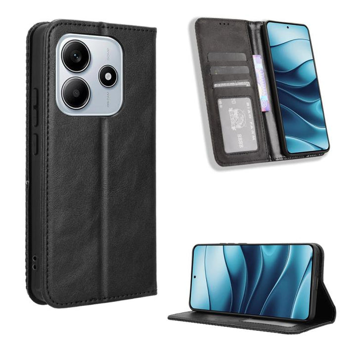 Funda de cuero para teléfono con textura retro y hebilla magnética, For Redmi A7 Pro 171mm / Poco C85x 5G, For Redmi 15a 5G / R70 5G / R70m 5G, For Redmi Turbo 5 Max 5G / Poco X8 Pro Max, For Redmi Turbo 5 5G / Poco X8 Pro                              ...
