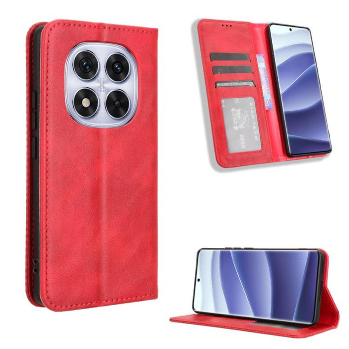 Funda de cuero para teléfono con textura retro y hebilla magnética, For Redmi 14C 4G, For Redmi K70 Ultra, For Redmi 13 4G / Note 13R 5G
