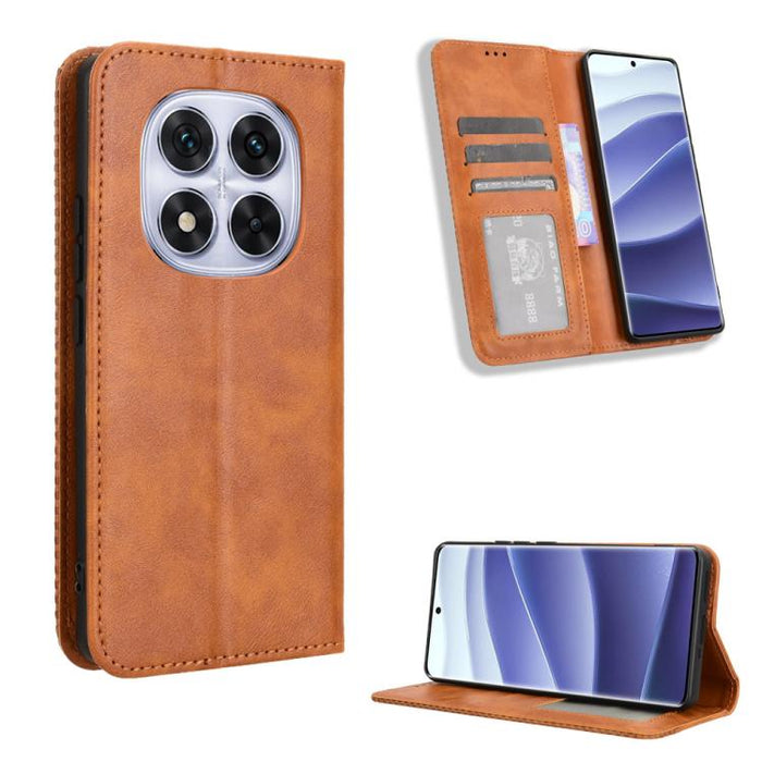 Funda de cuero para teléfono con textura retro y hebilla magnética, For Redmi A7 Pro 171mm / Poco C85x 5G, For Redmi 15a 5G / R70 5G / R70m 5G, For Redmi Turbo 5 Max 5G / Poco X8 Pro Max, For Redmi Turbo 5 5G / Poco X8 Pro                              ...