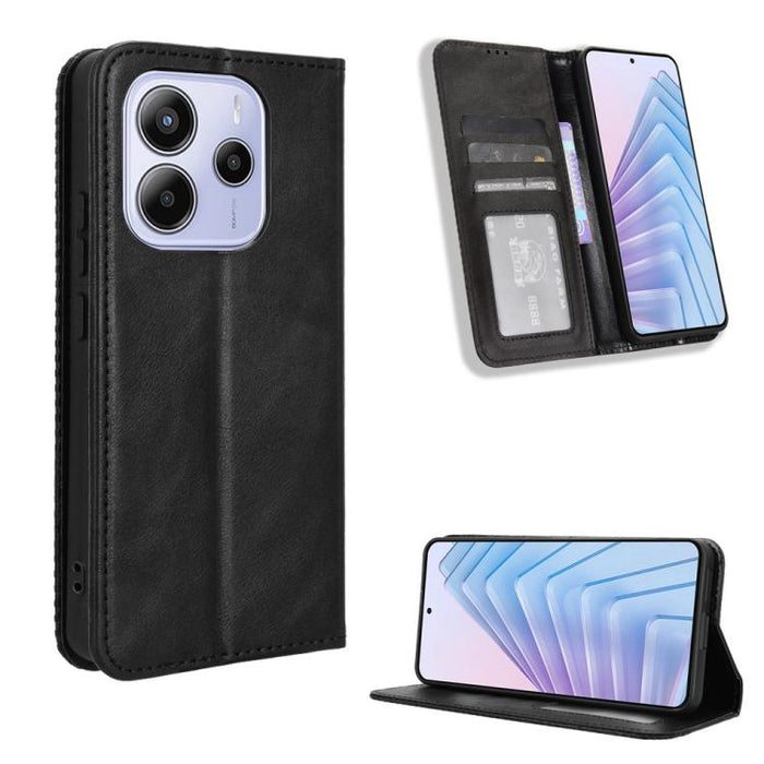 Funda de cuero para teléfono con textura retro y hebilla magnética, For Redmi A7 Pro 171mm / Poco C85x 5G, For Redmi 15a 5G / R70 5G / R70m 5G, For Redmi Turbo 5 Max 5G / Poco X8 Pro Max, For Redmi Turbo 5 5G / Poco X8 Pro                              ...