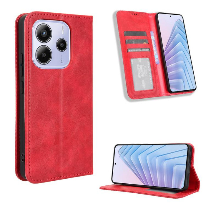 Funda de cuero para teléfono con textura retro y hebilla magnética, For Redmi A7 Pro 171mm / Poco C85x 5G, For Redmi 15a 5G / R70 5G / R70m 5G, For Redmi Turbo 5 Max 5G / Poco X8 Pro Max, For Redmi Turbo 5 5G / Poco X8 Pro                              ...