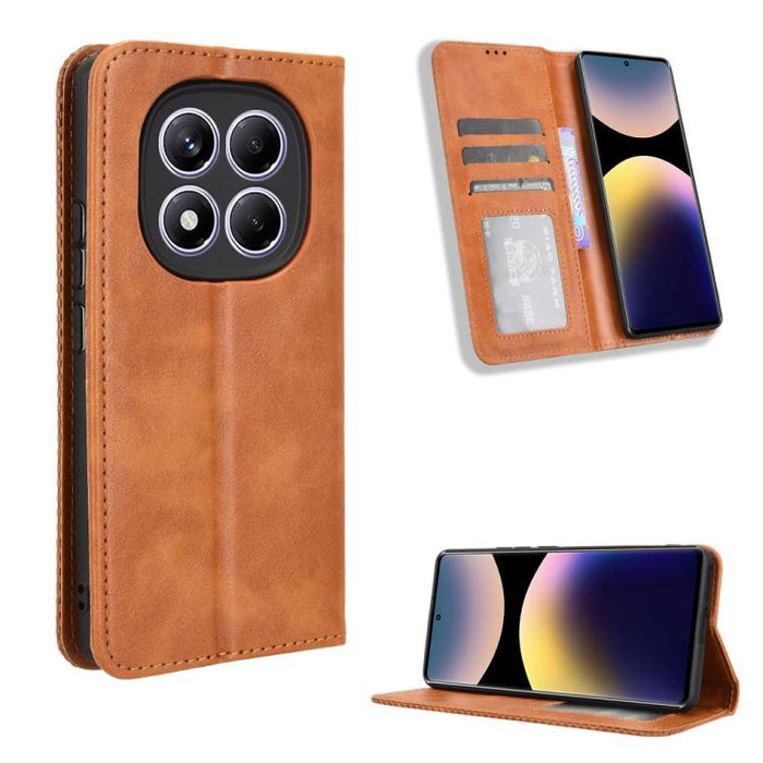 Funda de cuero para teléfono con textura retro y hebilla magnética, For Redmi A7 Pro 171mm / Poco C85x 5G, For Redmi 15a 5G / R70 5G / R70m 5G, For Redmi Turbo 5 Max 5G / Poco X8 Pro Max, For Redmi Turbo 5 5G / Poco X8 Pro                              ...