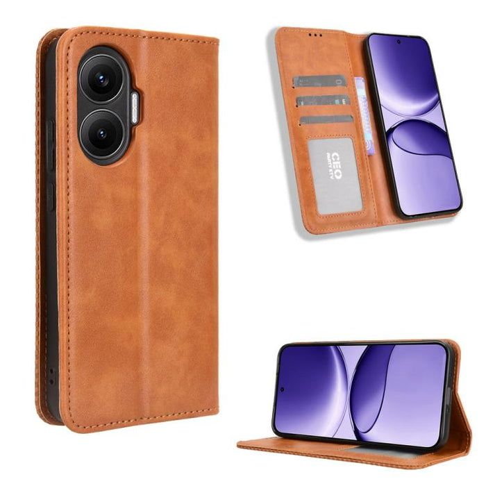 Funda de cuero para teléfono con textura retro y hebilla magnética, For Redmi A7 Pro 171mm / Poco C85x 5G, For Redmi 15a 5G / R70 5G / R70m 5G, For Redmi Turbo 5 Max 5G / Poco X8 Pro Max, For Redmi Turbo 5 5G / Poco X8 Pro                              ...