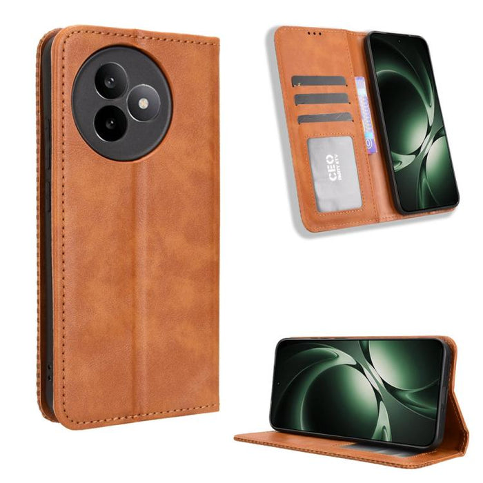 Funda de cuero para teléfono con textura retro y hebilla magnética, For Redmi A7 Pro 171mm / Poco C85x 5G, For Redmi 15a 5G / R70 5G / R70m 5G, For Redmi Turbo 5 Max 5G / Poco X8 Pro Max, For Redmi Turbo 5 5G / Poco X8 Pro                              ...