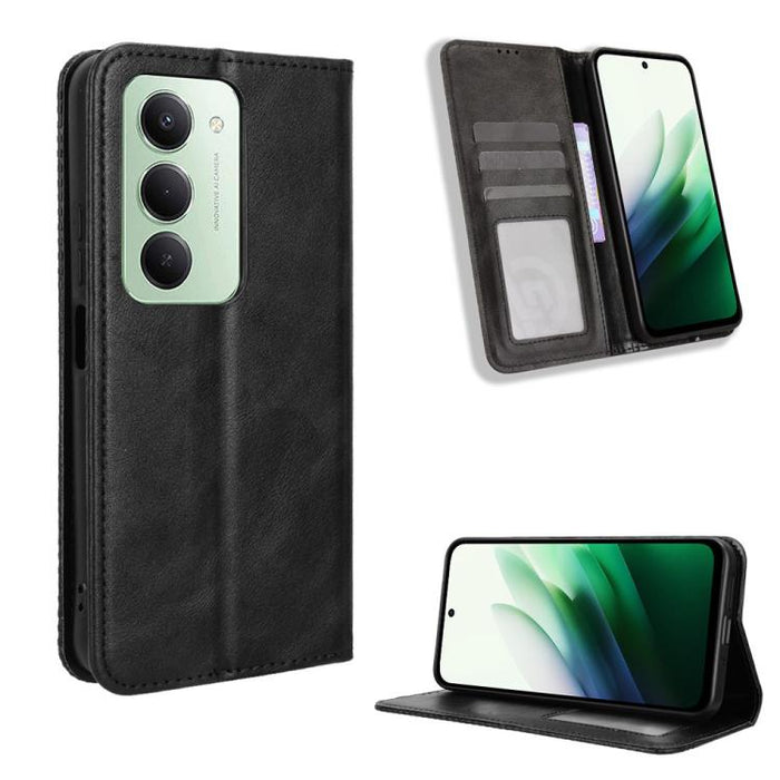Funda de cuero para teléfono con textura retro y hebilla magnética, For Redmi A7 Pro 171mm / Poco C85x 5G, For Redmi 15a 5G / R70 5G / R70m 5G, For Redmi Turbo 5 Max 5G / Poco X8 Pro Max, For Redmi Turbo 5 5G / Poco X8 Pro                              ...