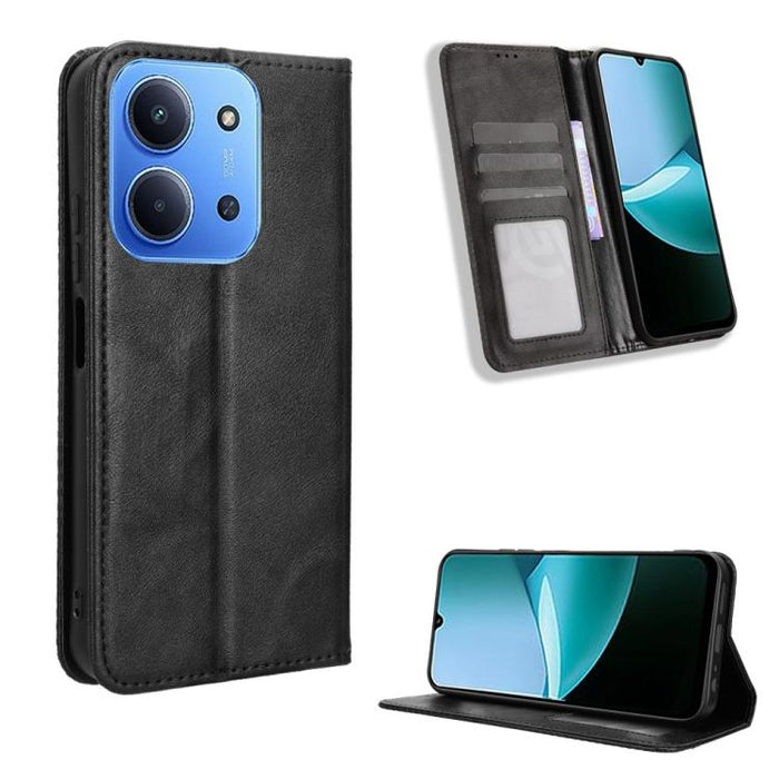 Funda de cuero para teléfono con textura retro y hebilla magnética, For Redmi A7 Pro 171mm / Poco C85x 5G, For Redmi 15a 5G / R70 5G / R70m 5G, For Redmi Turbo 5 Max 5G / Poco X8 Pro Max, For Redmi Turbo 5 5G / Poco X8 Pro                              ...