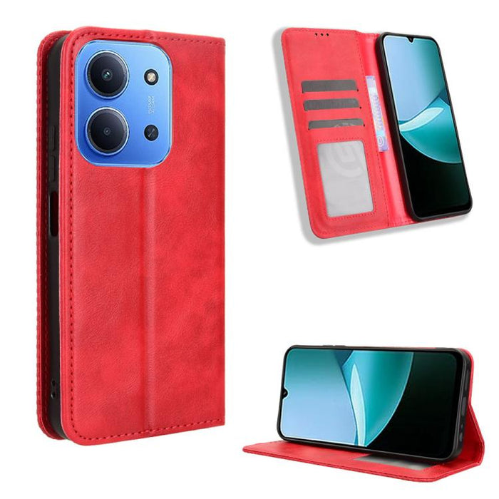 Funda de cuero para teléfono con textura retro y hebilla magnética, For Redmi A7 Pro 171mm / Poco C85x 5G, For Redmi 15a 5G / R70 5G / R70m 5G, For Redmi Turbo 5 Max 5G / Poco X8 Pro Max, For Redmi Turbo 5 5G / Poco X8 Pro                              ...