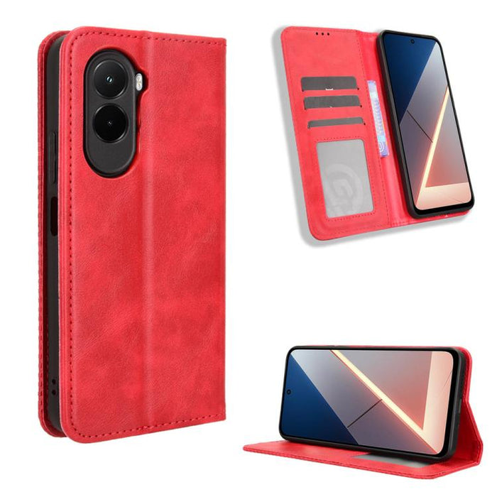 Funda de cuero para teléfono con textura retro y hebilla magnética, For Redmi A7 Pro 171mm / Poco C85x 5G, For Redmi 15a 5G / R70 5G / R70m 5G, For Redmi Turbo 5 Max 5G / Poco X8 Pro Max, For Redmi Turbo 5 5G / Poco X8 Pro                              ...