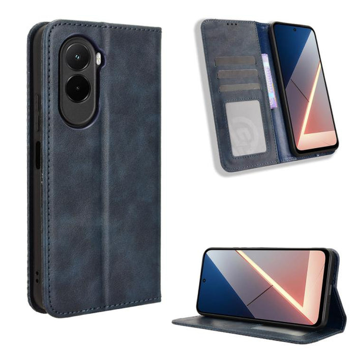 Funda de cuero para teléfono con textura retro y hebilla magnética, For Redmi A7 Pro 171mm / Poco C85x 5G, For Redmi 15a 5G / R70 5G / R70m 5G, For Redmi Turbo 5 Max 5G / Poco X8 Pro Max, For Redmi Turbo 5 5G / Poco X8 Pro                              ...