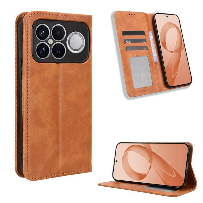 Funda de cuero para teléfono con textura retro y hebilla magnética, For Redmi A7 Pro 171mm / Poco C85x 5G, For Redmi 15a 5G / R70 5G / R70m 5G, For Redmi Turbo 5 Max 5G / Poco X8 Pro Max, For Redmi Turbo 5 5G / Poco X8 Pro                              ...