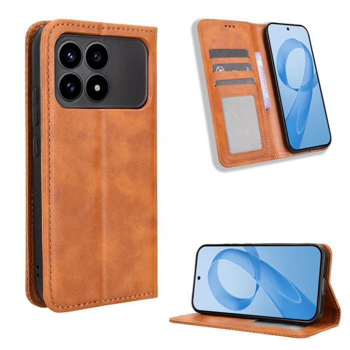 Funda de cuero para teléfono con textura retro y hebilla magnética, For Redmi A7 Pro 171mm / Poco C85x 5G, For Redmi 15a 5G / R70 5G / R70m 5G, For Redmi Turbo 5 Max 5G / Poco X8 Pro Max, For Redmi Turbo 5 5G / Poco X8 Pro                              ...