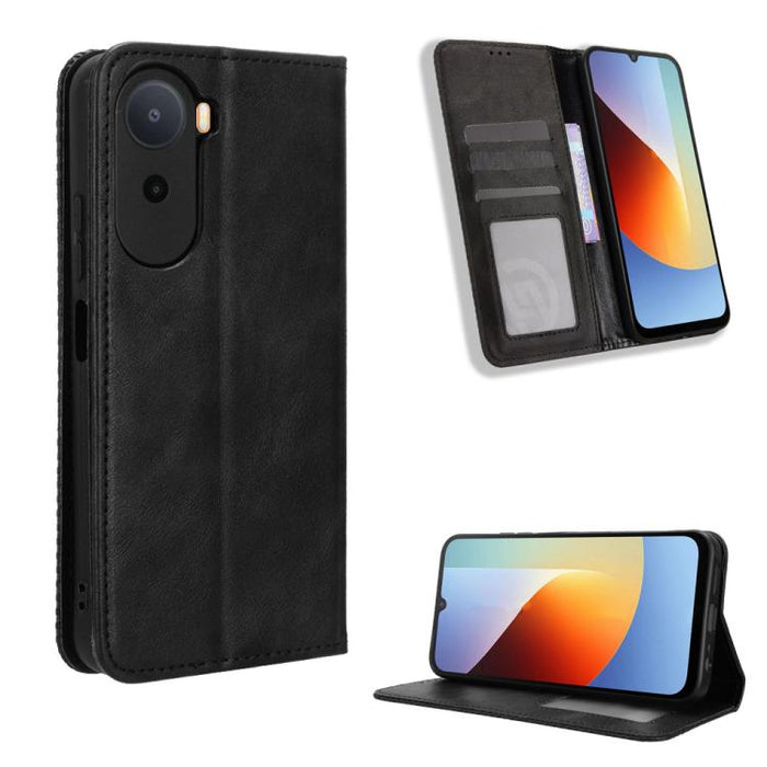 Funda de cuero para teléfono con textura retro y hebilla magnética, For Redmi A7 Pro 171mm / Poco C85x 5G, For Redmi 15a 5G / R70 5G / R70m 5G, For Redmi Turbo 5 Max 5G / Poco X8 Pro Max, For Redmi Turbo 5 5G / Poco X8 Pro                              ...
