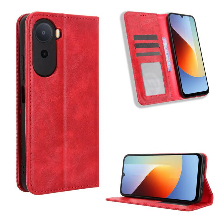Funda de cuero para teléfono con textura retro y hebilla magnética, For Redmi A7 Pro 171mm / Poco C85x 5G, For Redmi 15a 5G / R70 5G / R70m 5G, For Redmi Turbo 5 Max 5G / Poco X8 Pro Max, For Redmi Turbo 5 5G / Poco X8 Pro                              ...