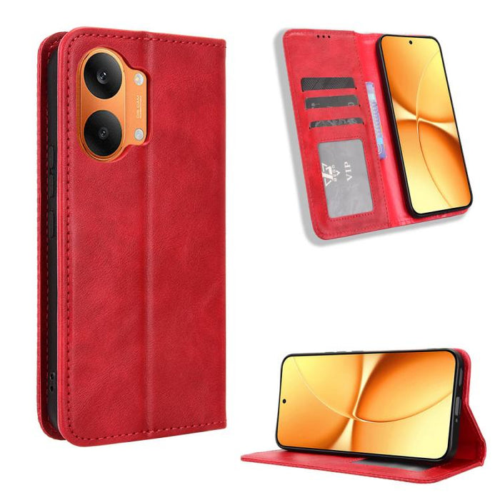 Funda de cuero para teléfono con textura retro y hebilla magnética, For Redmi A7 Pro 171mm / Poco C85x 5G, For Redmi 15a 5G / R70 5G / R70m 5G, For Redmi Turbo 5 Max 5G / Poco X8 Pro Max, For Redmi Turbo 5 5G / Poco X8 Pro                              ...