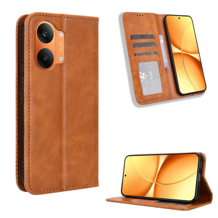 Funda de cuero para teléfono con textura retro y hebilla magnética, For Redmi A7 Pro 171mm / Poco C85x 5G, For Redmi 15a 5G / R70 5G / R70m 5G, For Redmi Turbo 5 Max 5G / Poco X8 Pro Max, For Redmi Turbo 5 5G / Poco X8 Pro                              ...