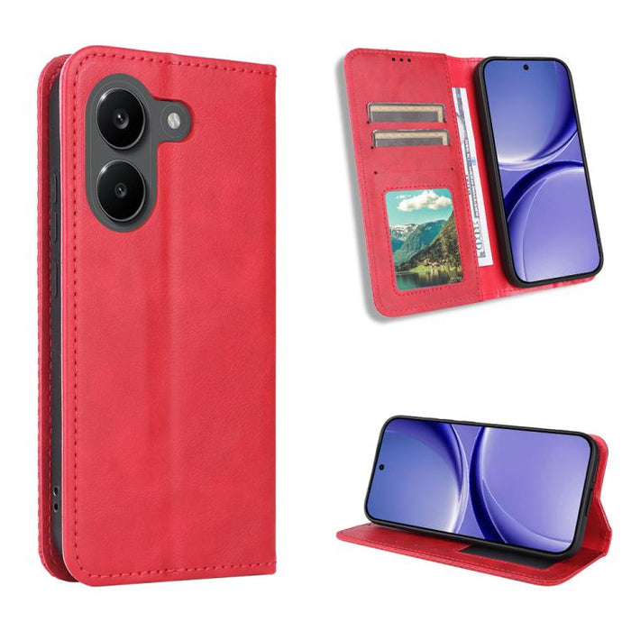 Funda de cuero para teléfono con textura retro y hebilla magnética, For Redmi A7 Pro 171mm / Poco C85x 5G, For Redmi 15a 5G / R70 5G / R70m 5G, For Redmi Turbo 5 Max 5G / Poco X8 Pro Max, For Redmi Turbo 5 5G / Poco X8 Pro                              ...