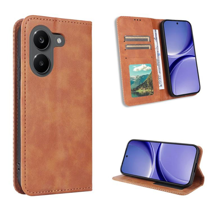 Funda de cuero para teléfono con textura retro y hebilla magnética, For Redmi A7 Pro 171mm / Poco C85x 5G, For Redmi 15a 5G / R70 5G / R70m 5G, For Redmi Turbo 5 Max 5G / Poco X8 Pro Max, For Redmi Turbo 5 5G / Poco X8 Pro                              ...