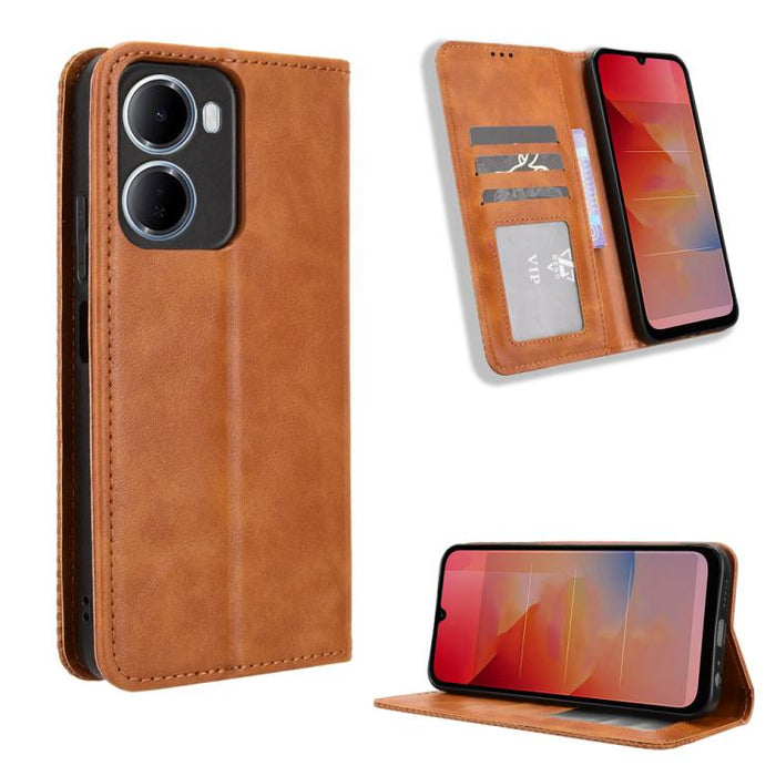 Funda de cuero para teléfono con textura retro y hebilla magnética, For Redmi A7 Pro 171mm / Poco C85x 5G, For Redmi 15a 5G / R70 5G / R70m 5G, For Redmi Turbo 5 Max 5G / Poco X8 Pro Max, For Redmi Turbo 5 5G / Poco X8 Pro                              ...
