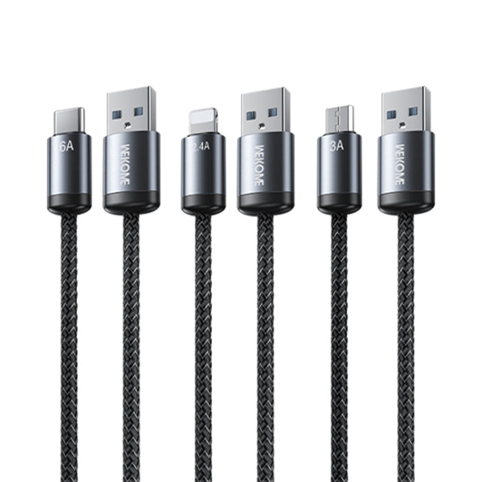 Cable de datos de carga rápida USB a 8 pines WK WDC-32i Raython Gen2 de 1 m y 2,4 A, WDC-32i