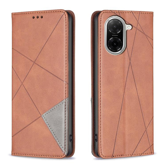 Funda de cuero magnética para teléfono con textura de rombos, For Redmi 14C 4G