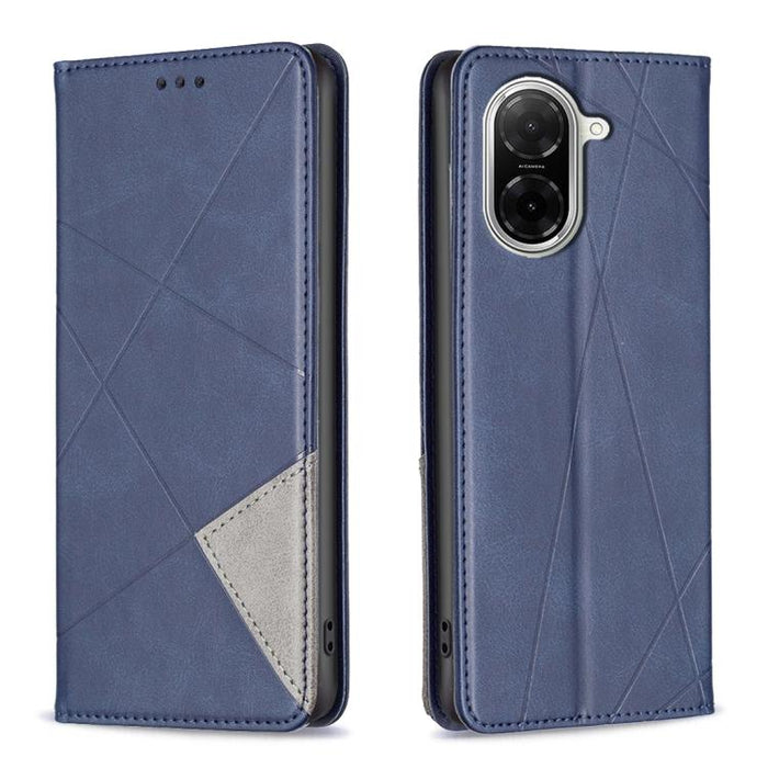Funda de cuero magnética para teléfono con textura de rombos, For Redmi 14C 4G