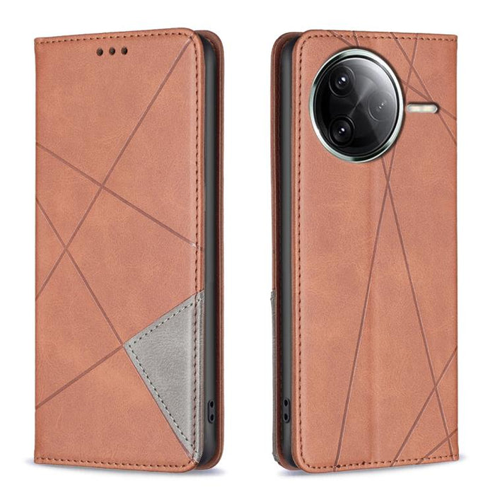 Funda de cuero magnética para teléfono con textura de rombos, For Redmi 14C 4G