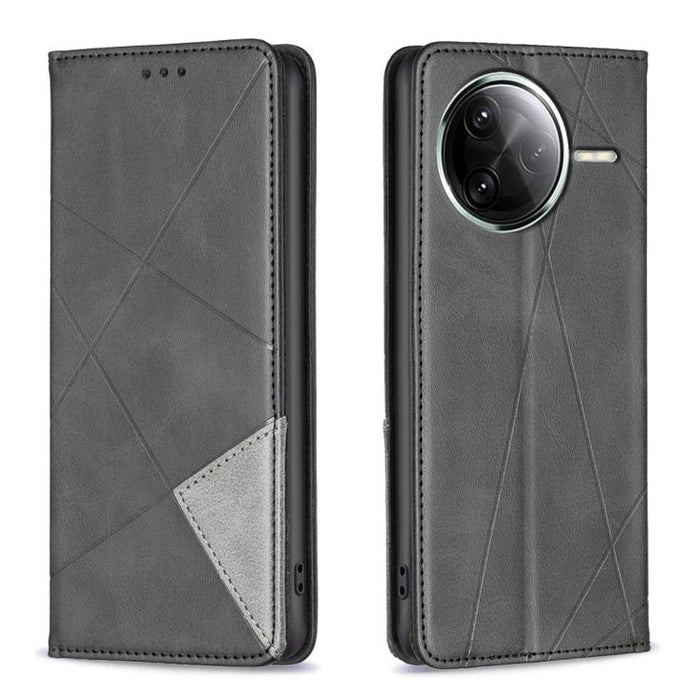Funda de cuero magnética para teléfono con textura de rombos, For Redmi 14C 4G