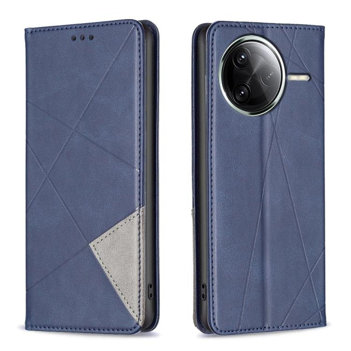 Funda de cuero magnética para teléfono con textura de rombos, For Redmi 14C 4G