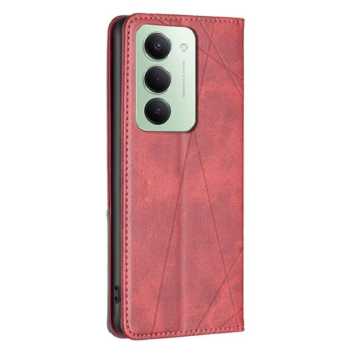 Funda de cuero magnética para teléfono con textura de rombos, For Redmi 14C 4G