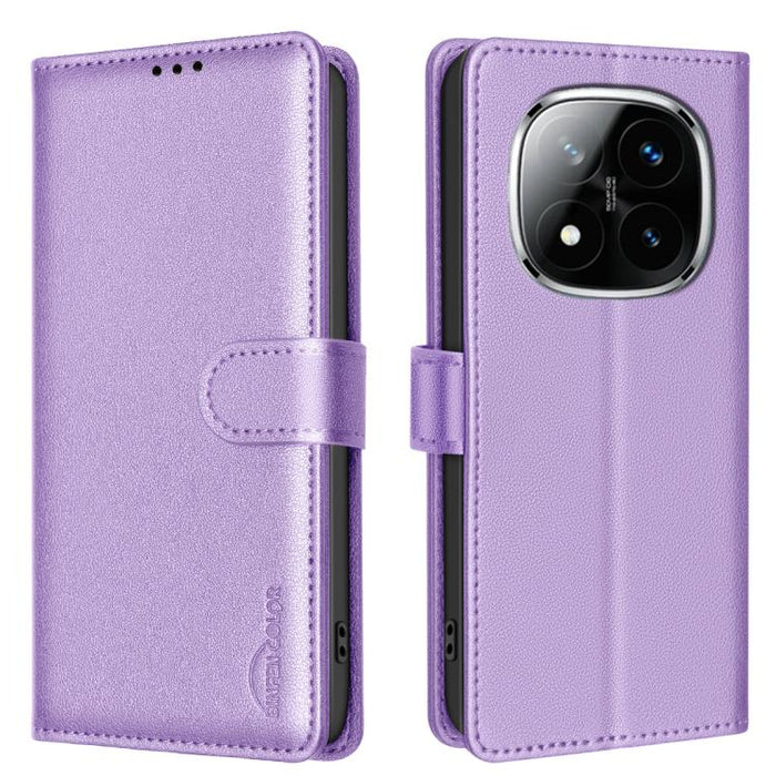 Funda de cuero antirrobo para teléfono con textura de lichi y RFID, For Redmi 14C 4G
