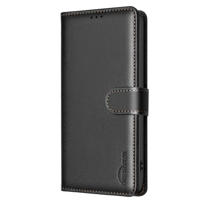 Funda de cuero antirrobo para teléfono con textura de lichi y RFID, For Redmi 14C 4G