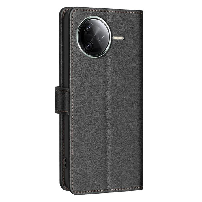 Funda de cuero antirrobo para teléfono con textura de lichi y RFID, For Redmi 14C 4G