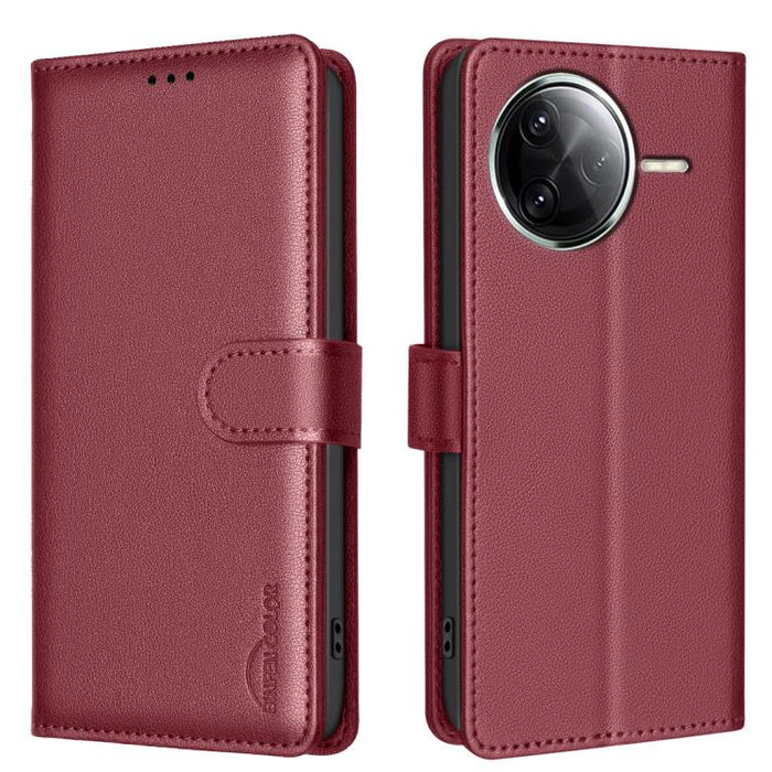 Funda de cuero antirrobo para teléfono con textura de lichi y RFID, For Redmi 14C 4G