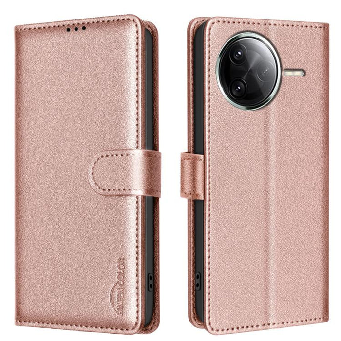 Funda de cuero antirrobo para teléfono con textura de lichi y RFID, For Redmi 14C 4G