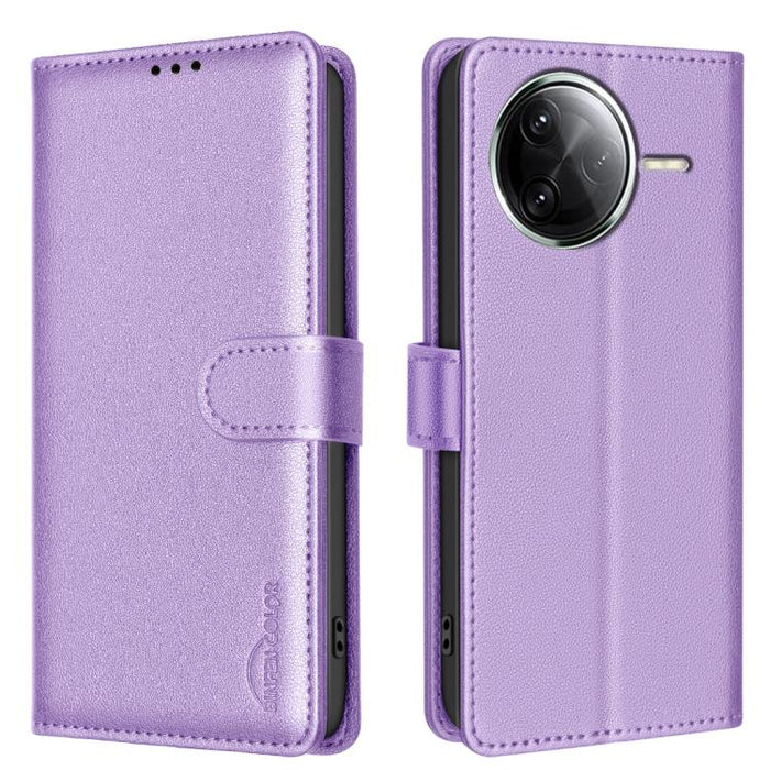 Funda de cuero antirrobo para teléfono con textura de lichi y RFID, For Redmi 14C 4G