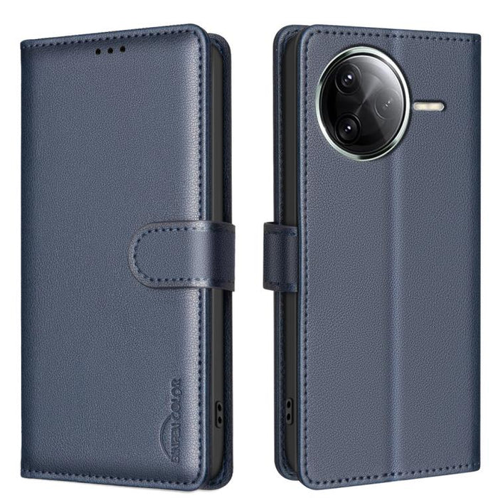 Funda de cuero antirrobo para teléfono con textura de lichi y RFID, For Redmi 14C 4G