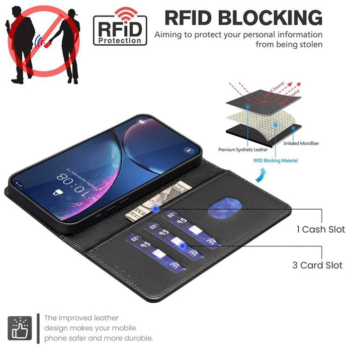 Funda de cuero antirrobo para teléfono con textura de lichi y RFID, For Redmi 15C 5G/4G Global 171/Poco C85 4G, For Redmi Note 17 Pro 5G Global 163mm, For Redmi Note 17 Pro+ 5G Global 163mm, For Redmi K90 Pro Max/K100 Pro Max                           ...