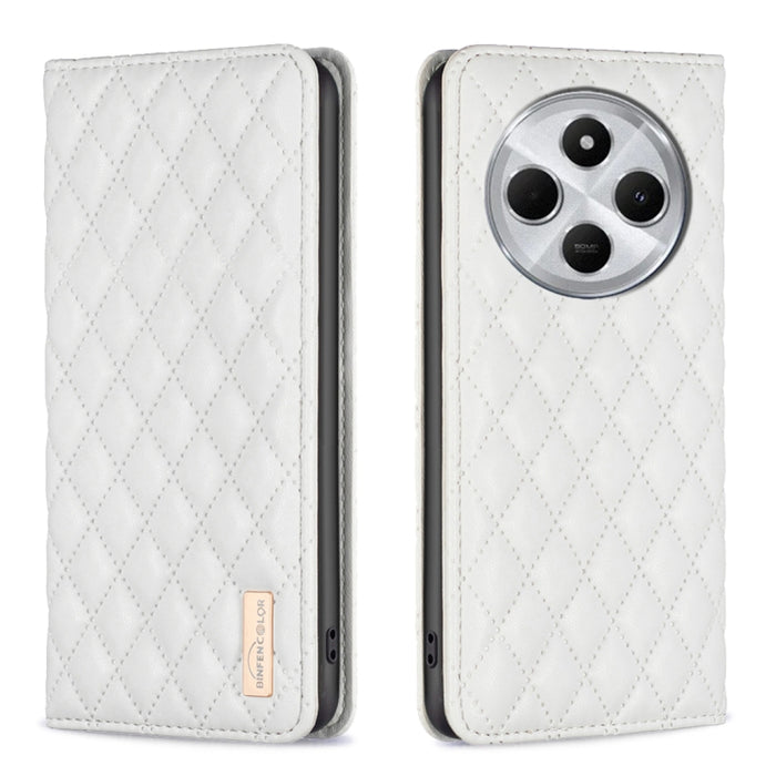 Funda para teléfono con tapa de cuero magnética con diseño de entramado de diamantes, For Redmi K90 Max 5G, For Redmi Note 14 Pro 4G, For Redmi Note 14 4G 163.25mm, For Redmi Note 14 5G, For Redmi Note 14 Pro 5G / Note 14 Pro+ 5G, For Redmi 14C 4G