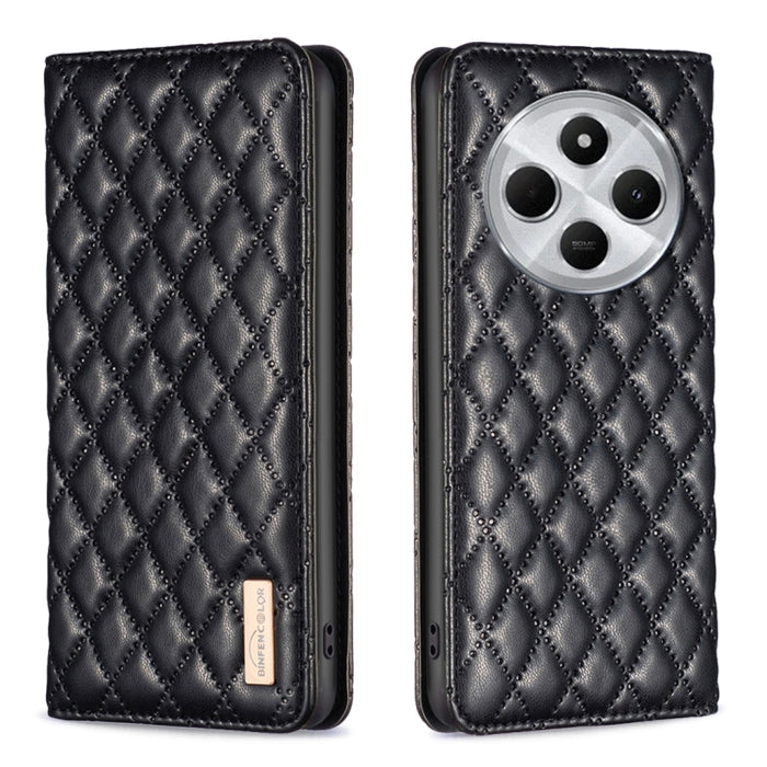 Funda para teléfono con tapa de cuero magnética con diseño de entramado de diamantes, For Redmi K90 Max 5G, For Redmi Note 14 Pro 4G, For Redmi Note 14 4G 163.25mm, For Redmi Note 14 5G, For Redmi Note 14 Pro 5G / Note 14 Pro+ 5G, For Redmi 14C 4G