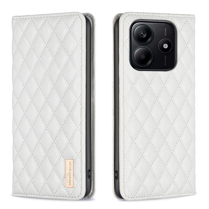 Funda para teléfono con tapa de cuero magnética con diseño de entramado de diamantes, For Redmi K90 Max 5G, For Redmi Note 14 Pro 4G, For Redmi Note 14 4G 163.25mm, For Redmi Note 14 5G, For Redmi Note 14 Pro 5G / Note 14 Pro+ 5G, For Redmi 14C 4G