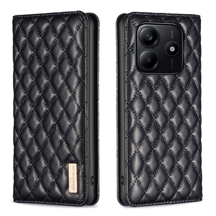 Funda para teléfono con tapa de cuero magnética con diseño de entramado de diamantes, For Redmi K90 Max 5G, For Redmi Note 14 Pro 4G, For Redmi Note 14 4G 163.25mm, For Redmi Note 14 5G, For Redmi Note 14 Pro 5G / Note 14 Pro+ 5G, For Redmi 14C 4G