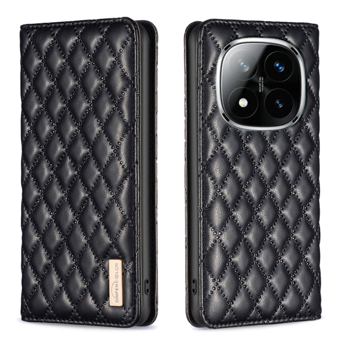 Funda para teléfono con tapa de cuero magnética con diseño de entramado de diamantes, For Redmi K90 Max 5G, For Redmi Note 14 Pro 4G, For Redmi Note 14 4G 163.25mm, For Redmi Note 14 5G, For Redmi Note 14 Pro 5G / Note 14 Pro+ 5G, For Redmi 14C 4G