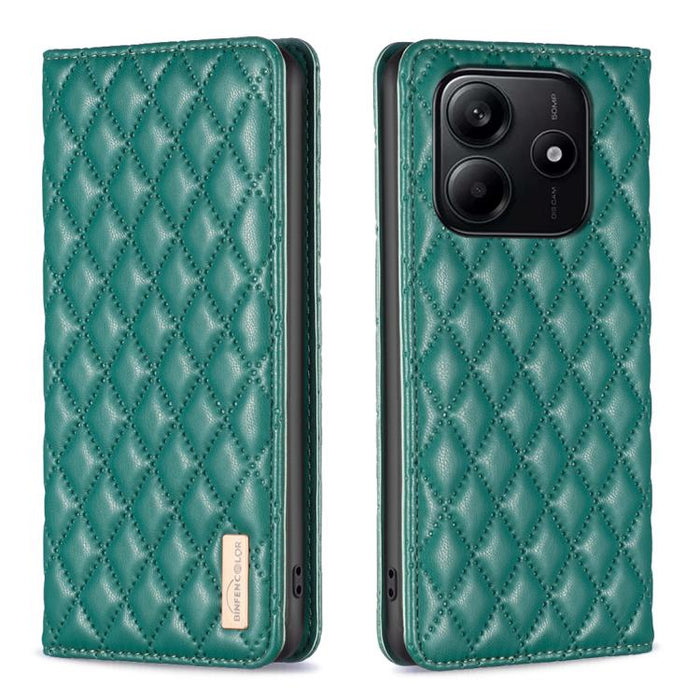 Funda para teléfono con tapa de cuero magnética con diseño de entramado de diamantes, For Redmi K90 Max 5G, For Redmi Note 14 Pro 4G, For Redmi Note 14 4G 163.25mm, For Redmi Note 14 5G, For Redmi Note 14 Pro 5G / Note 14 Pro+ 5G, For Redmi 14C 4G