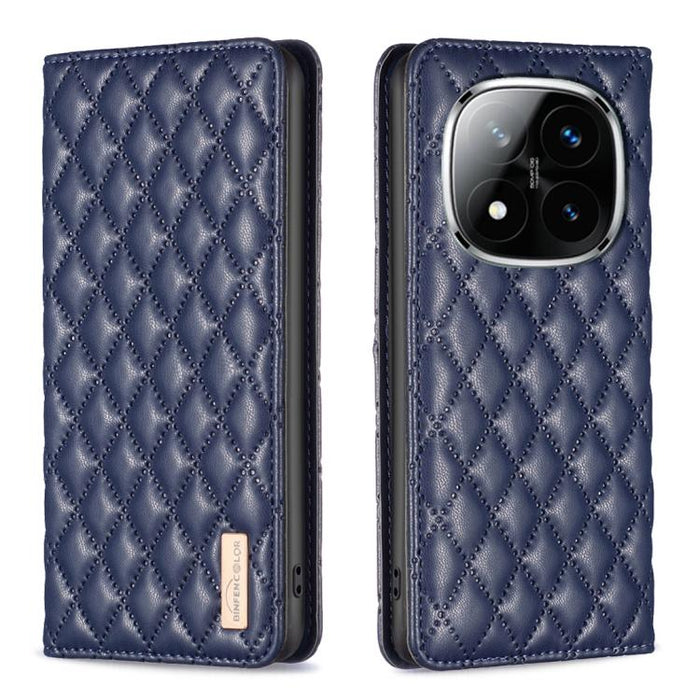 Funda para teléfono con tapa de cuero magnética con diseño de entramado de diamantes, For Redmi K90 Max 5G, For Redmi Note 14 Pro 4G, For Redmi Note 14 4G 163.25mm, For Redmi Note 14 5G, For Redmi Note 14 Pro 5G / Note 14 Pro+ 5G, For Redmi 14C 4G