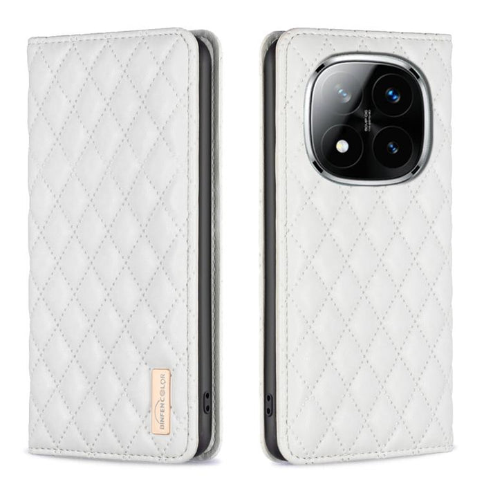 Funda para teléfono con tapa de cuero magnética con diseño de entramado de diamantes, For Redmi K90 Max 5G, For Redmi Note 14 Pro 4G, For Redmi Note 14 4G 163.25mm, For Redmi Note 14 5G, For Redmi Note 14 Pro 5G / Note 14 Pro+ 5G, For Redmi 14C 4G